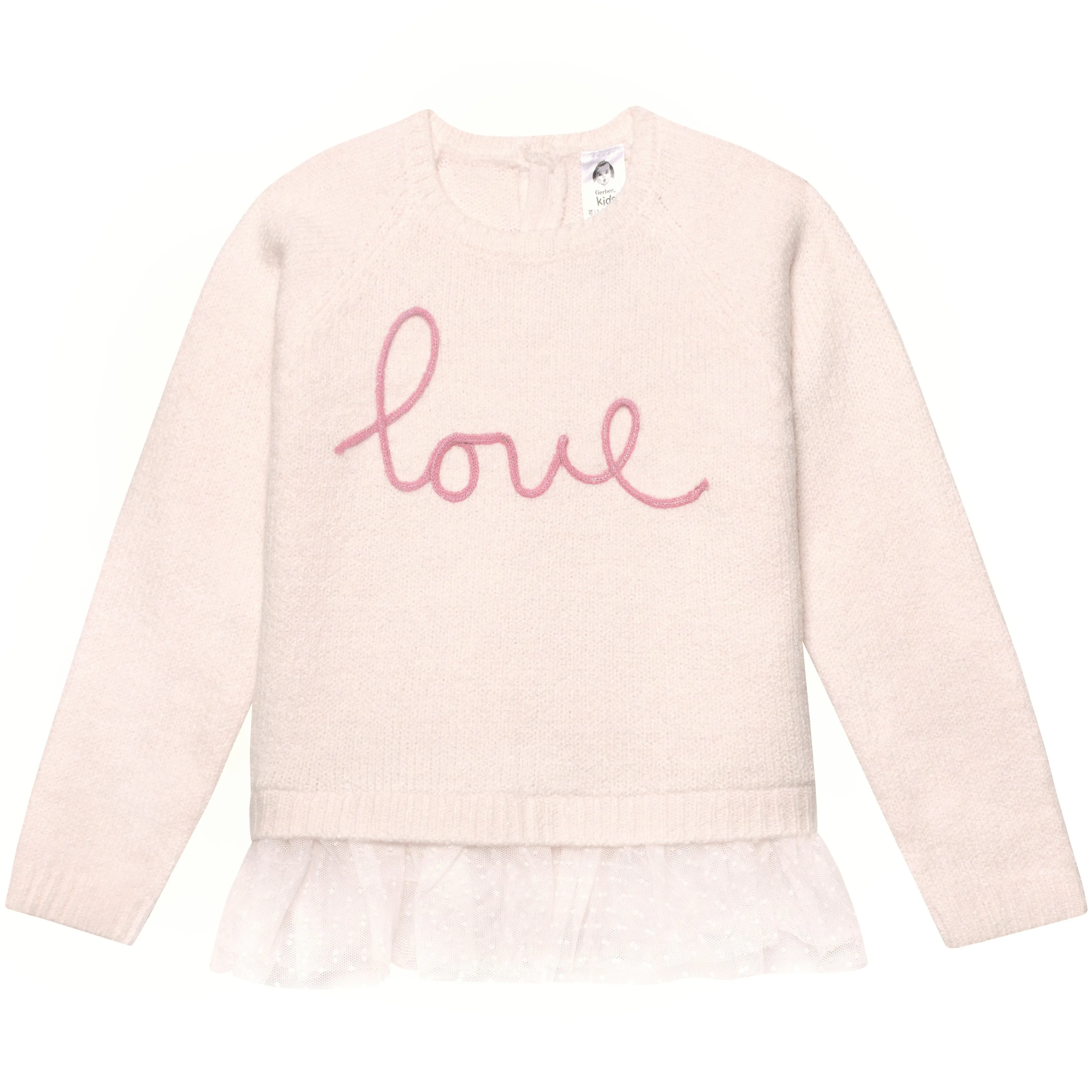 Infant & Toddler Girls Light Pink Sweater With Tulle Trim