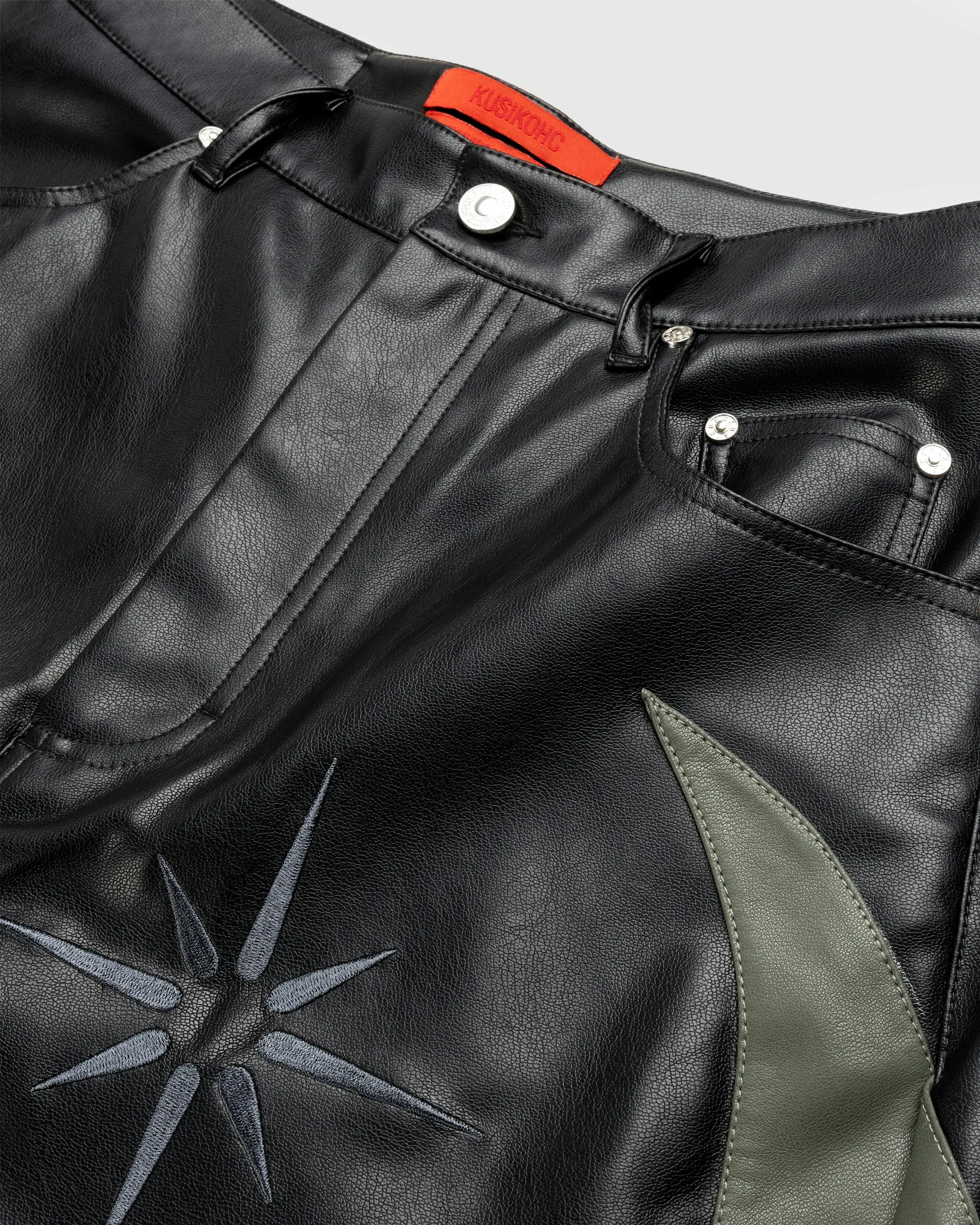 KUSIKOHC – Burn Detail Faux Leather Shorts Black | Highsnobiety Shop