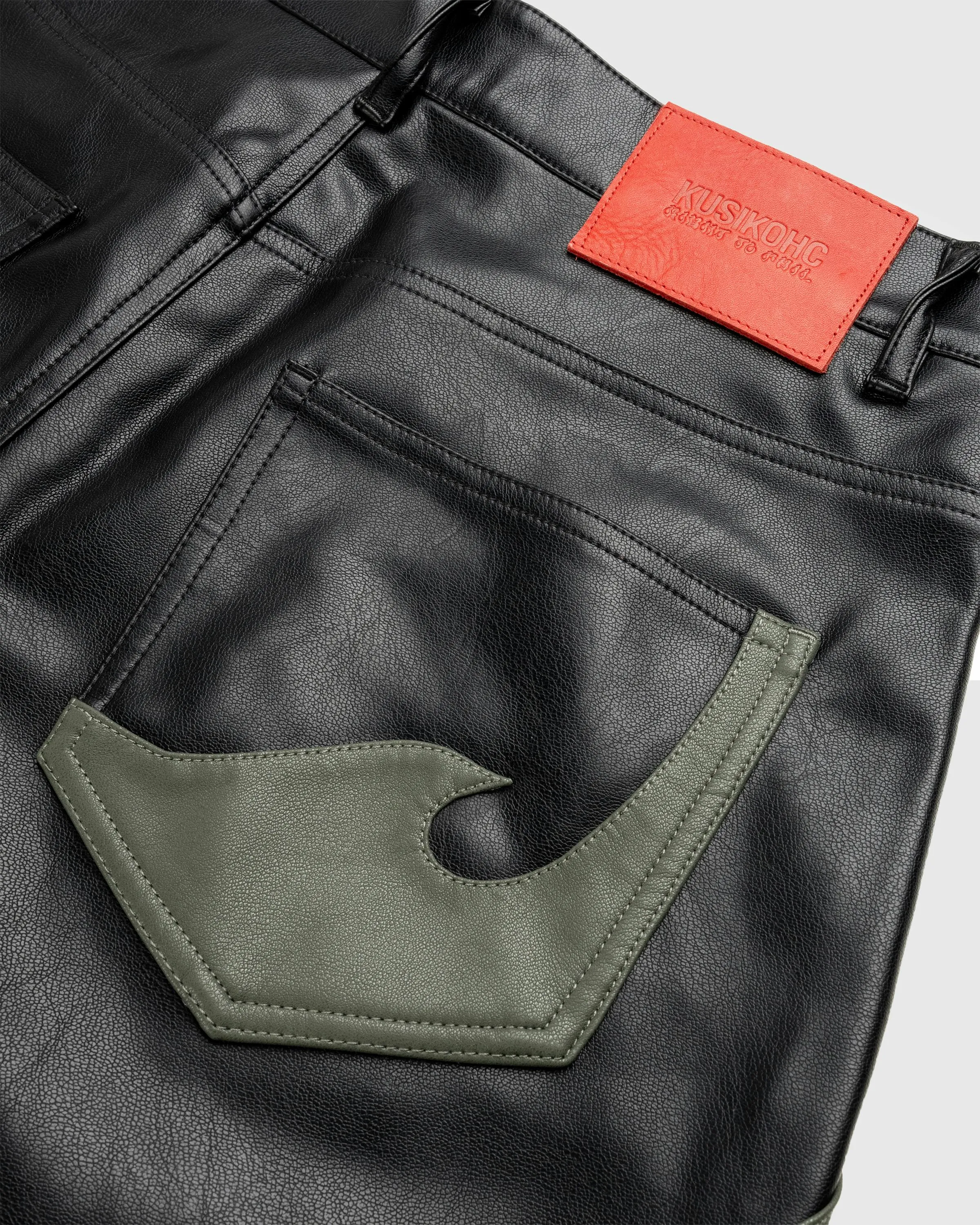 KUSIKOHC – Burn Detail Faux Leather Shorts Black | Highsnobiety Shop