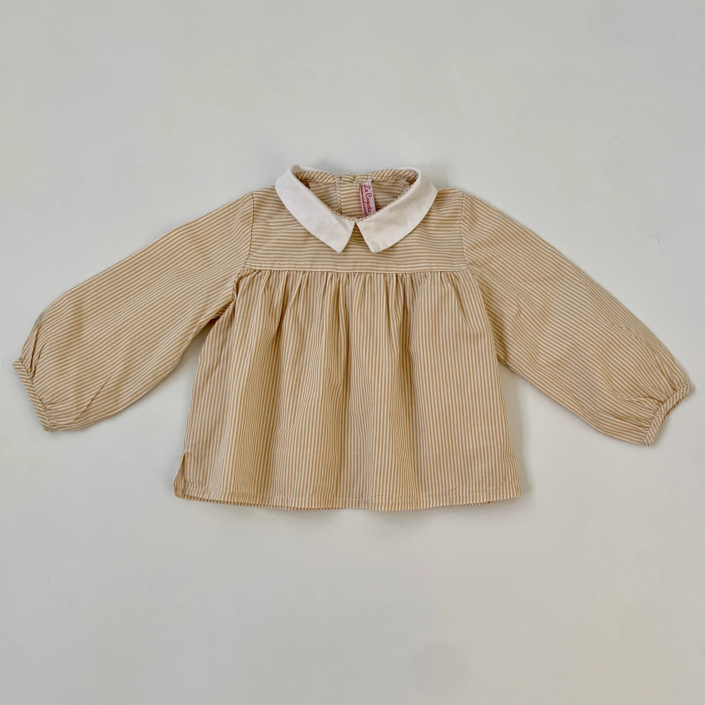 La Coqueta Yellow And White Stripe Blouse: 18 Months