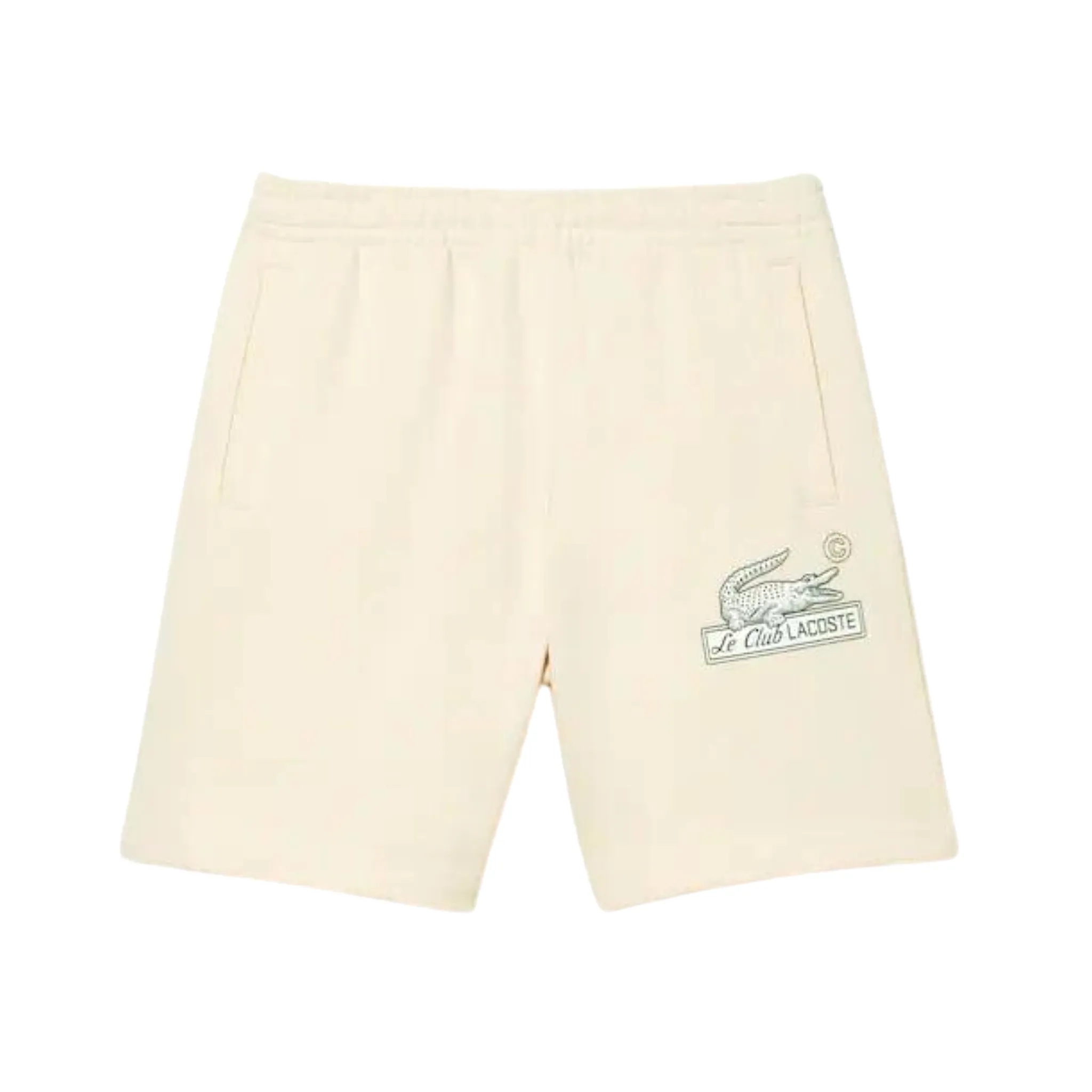 Lacoste Le Club Unbrushed Organic Cotton Fleece Shorts (Off White)