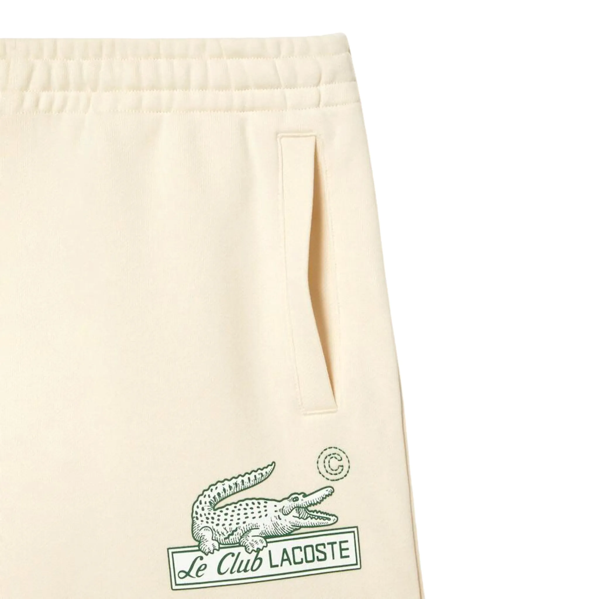 Lacoste Le Club Unbrushed Organic Cotton Fleece Shorts (Off White)