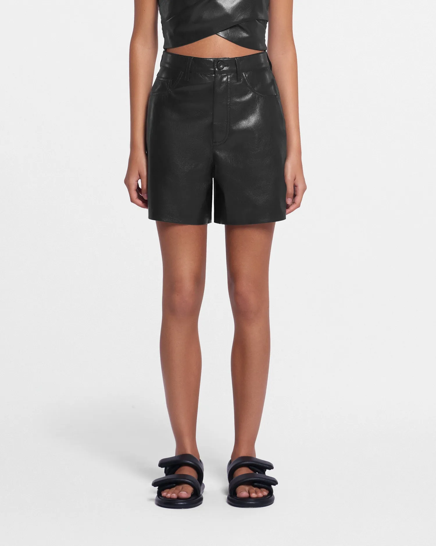 Leana - Sale Okobor Alt-Leather Shorts - Black