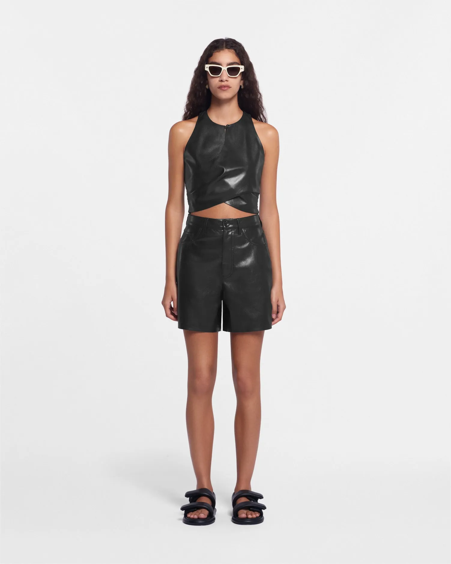 Leana - Sale Okobor Alt-Leather Shorts - Black