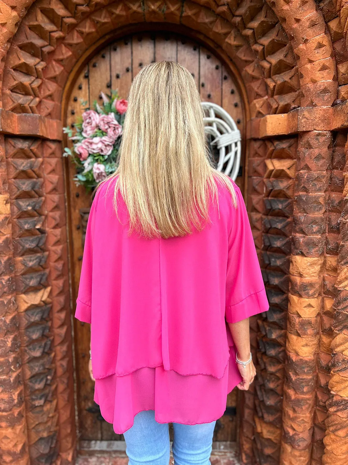 Lipstick Pink Back Detail Blouse Jackie