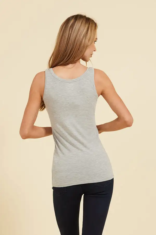 Majestic Flat Edge Scoop Viscose Tank in Gris Chine Clair/Heather Gray