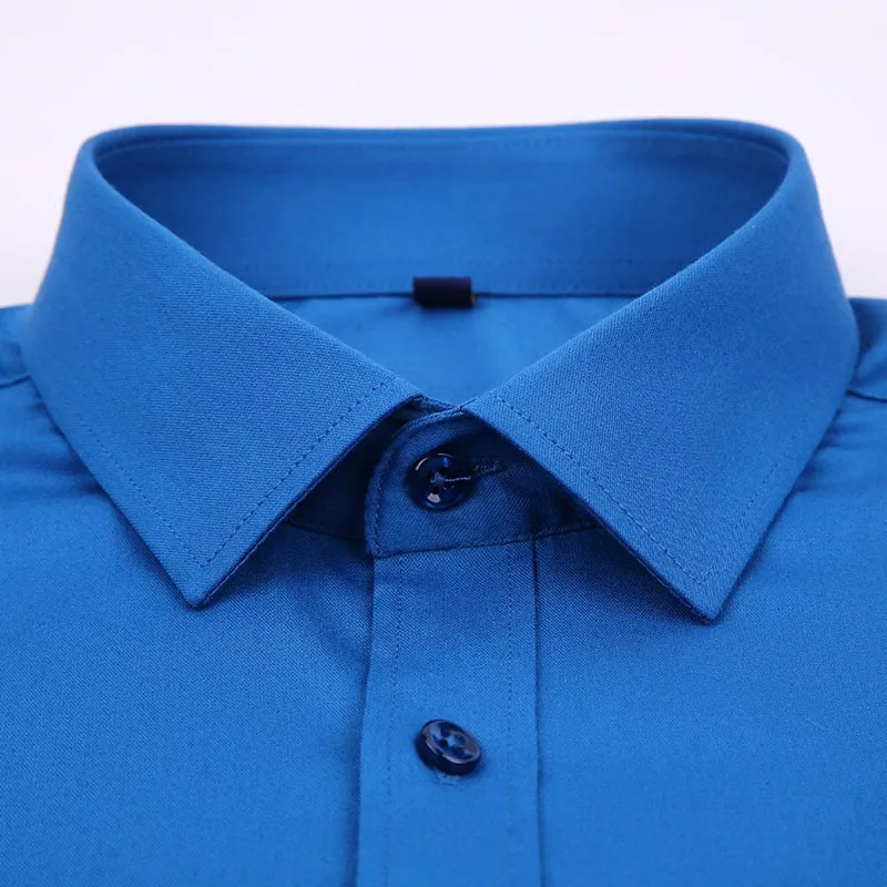 Men's Formal Blue Green Color Stretch Without Pocket Short Sleeve Shirt