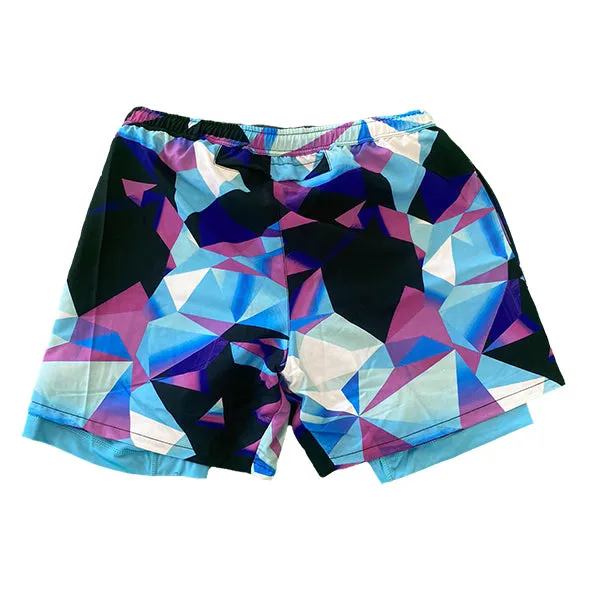 Mens Sky Pastel Diamond Geo 2-1 Compression 7 Short