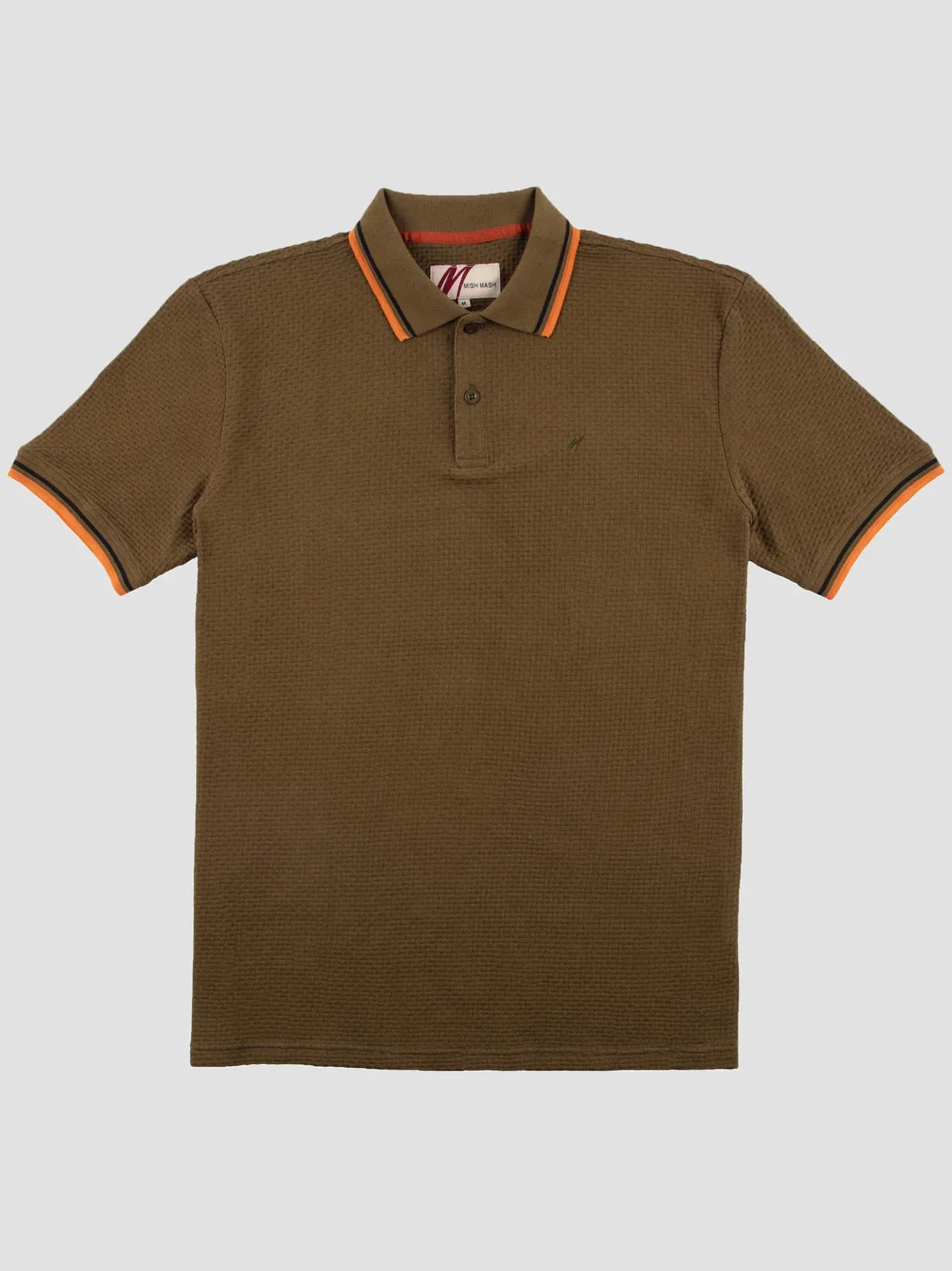 Mish Mash TEXTURED COTTON JERSEY STOCKHOLM KHAKI POLO