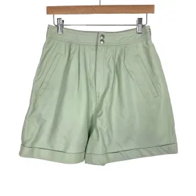 MUUBAA Mint High Waisted Pleated Front Sheep Leather Shorts- Size 6 (sold out online)