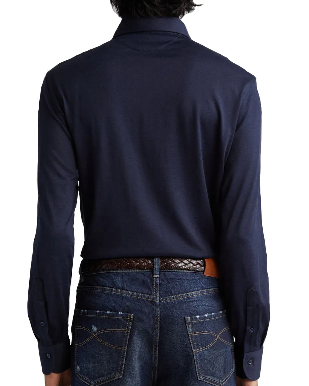 Navy Blue Long Sleeve Polo