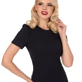 Navy Blue Vintage Ribbed Knitted Top