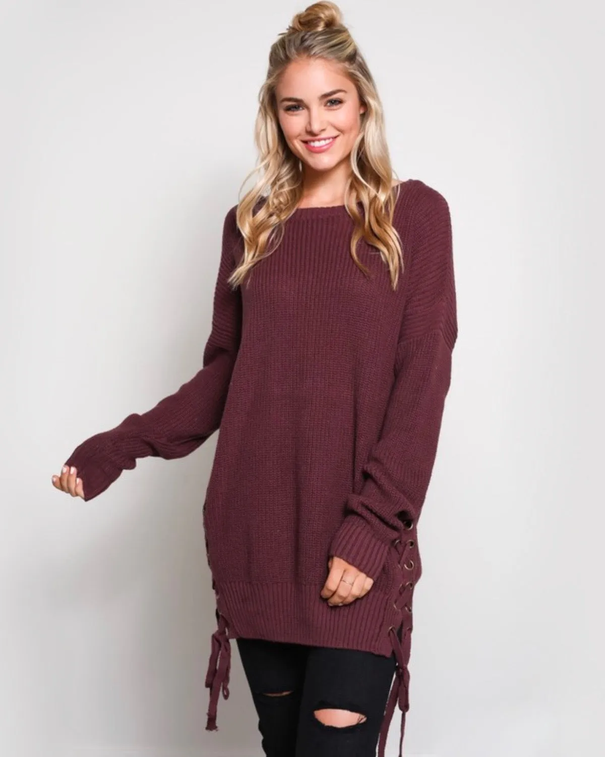 No Bad Days Side Grommet Sweater in More Colors