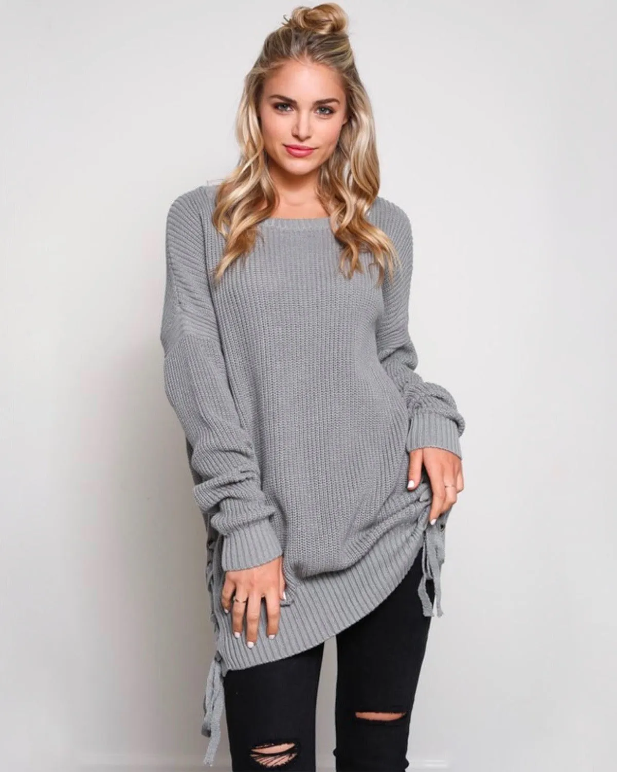 No Bad Days Side Grommet Sweater in More Colors