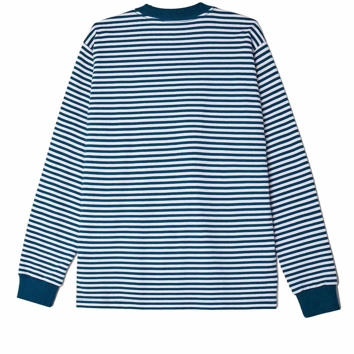 Obey Icon Legacy Long Sleeve Stripe Tee in Deep Ocean Multi