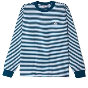 Obey Icon Legacy Long Sleeve Stripe Tee in Deep Ocean Multi