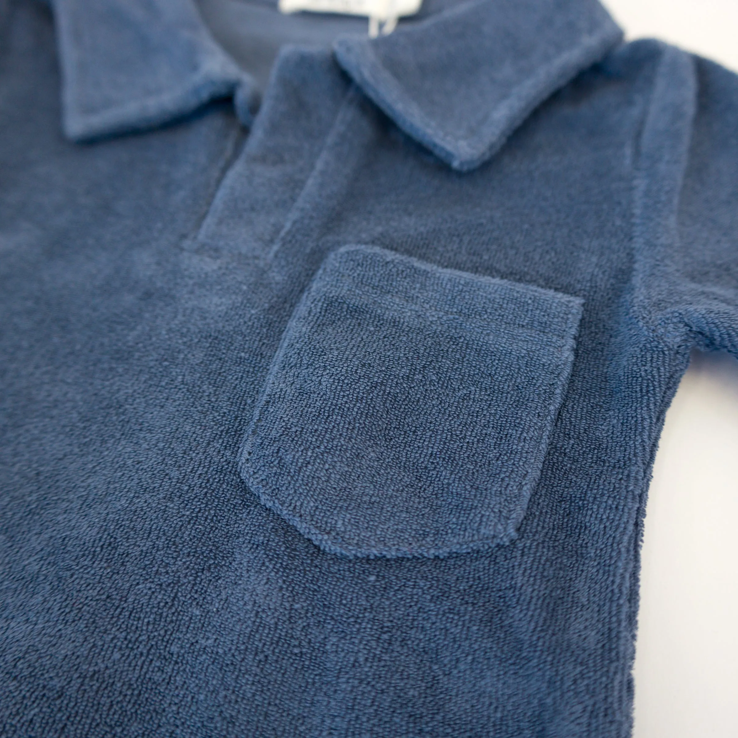 oh baby! Cotton Terry Polo Shirt - Denim