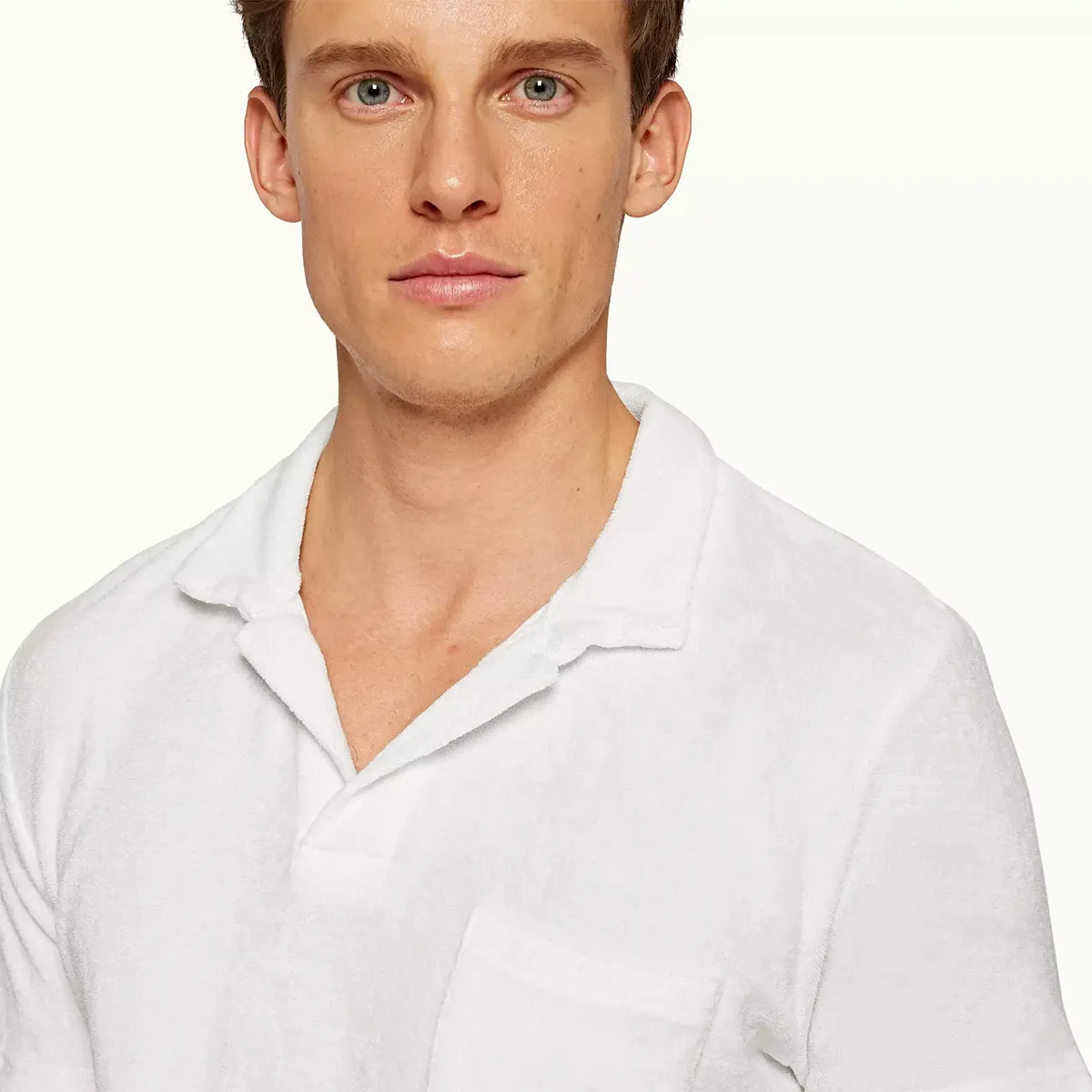 Orlebar Brown - Terry Towelling Polo Shirt in White