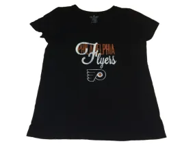 Philadelphia Flyers SAAG WOMENS Black Burnout Short Sleeve V-Neck T-Shirt (XL)