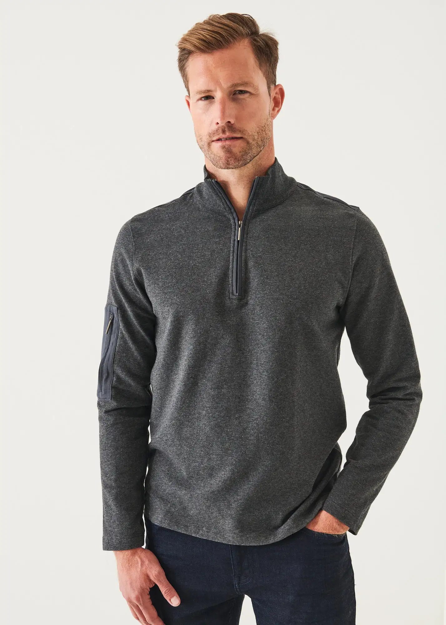 PIMA STRETCH FLEECE QUARTER-ZIP