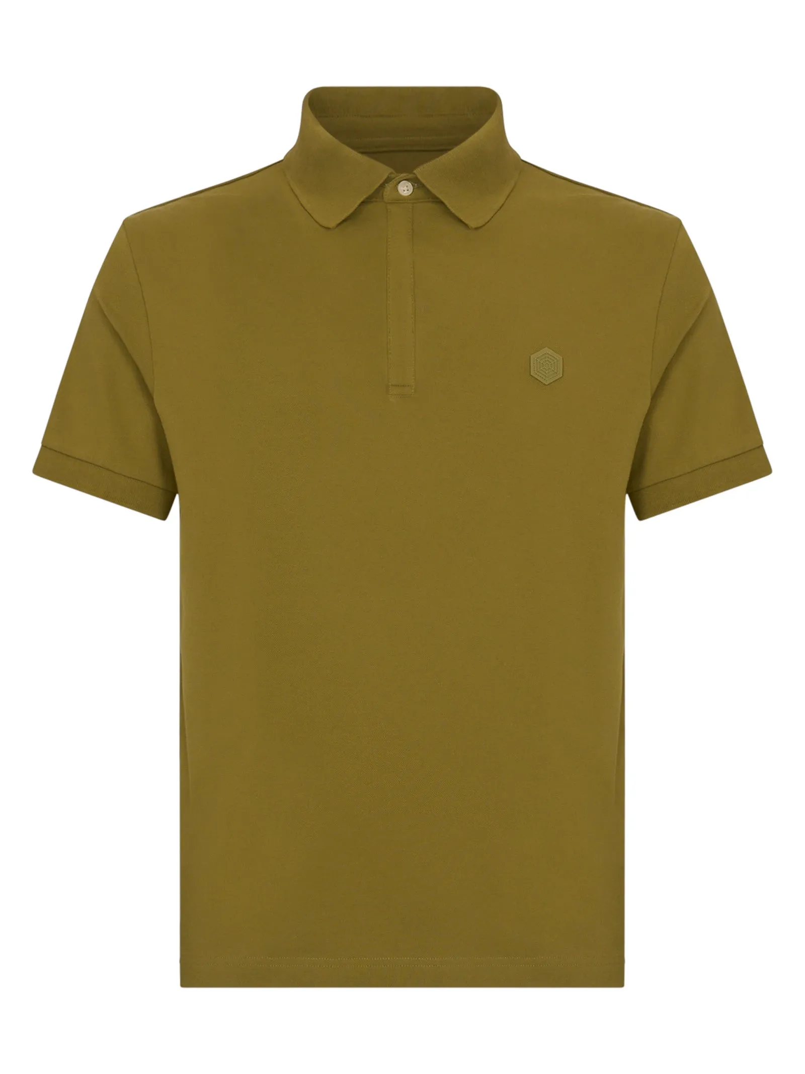 Polo in Eco Cotton Piquet Stretch - Green Moss