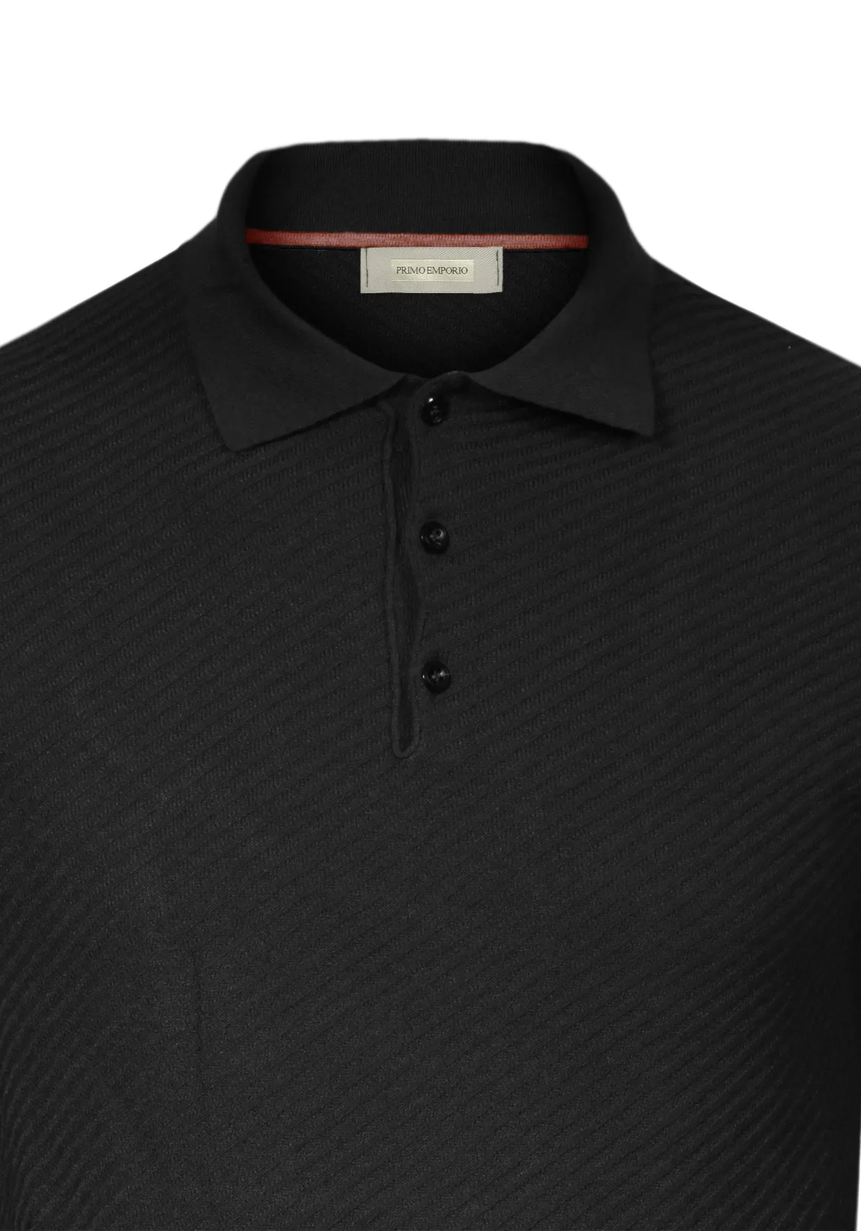 Polo manica lunga tessuto Viscosa elastica - Nero