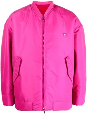 PP PINK NYLON AND SHEARLING BOMBER