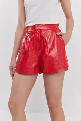 Red Hot Leather Shorts