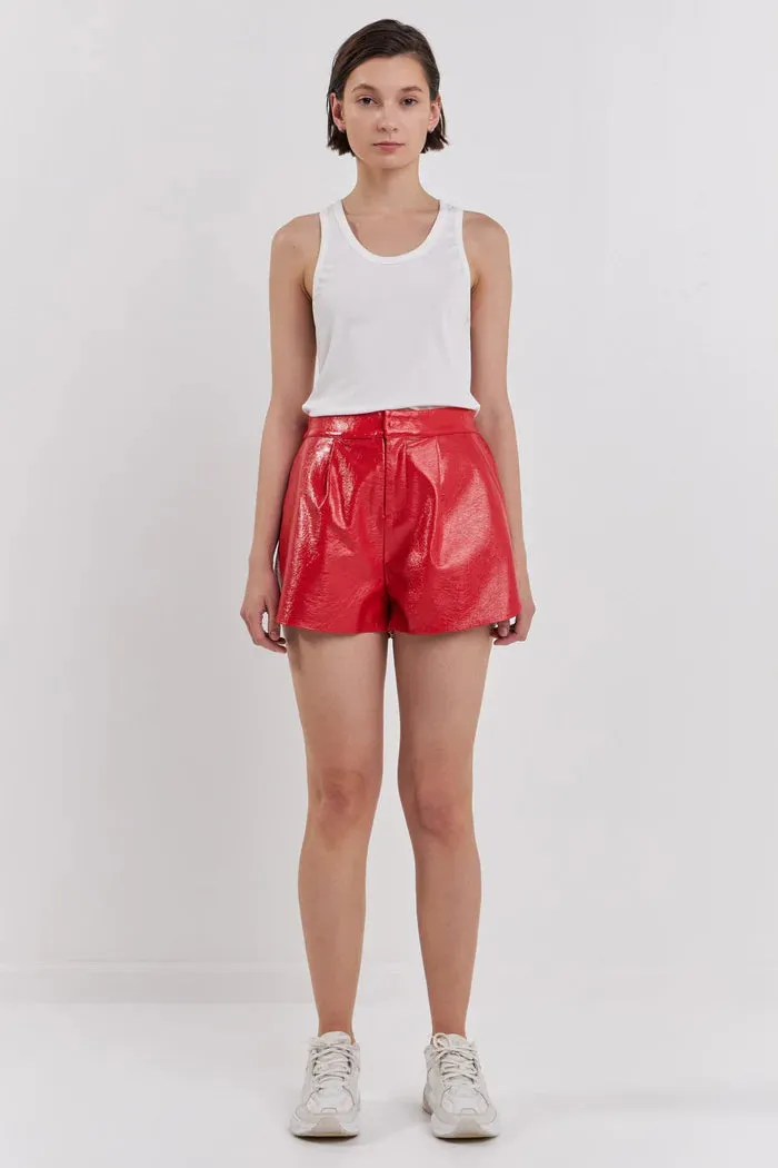 Red Hot Leather Shorts