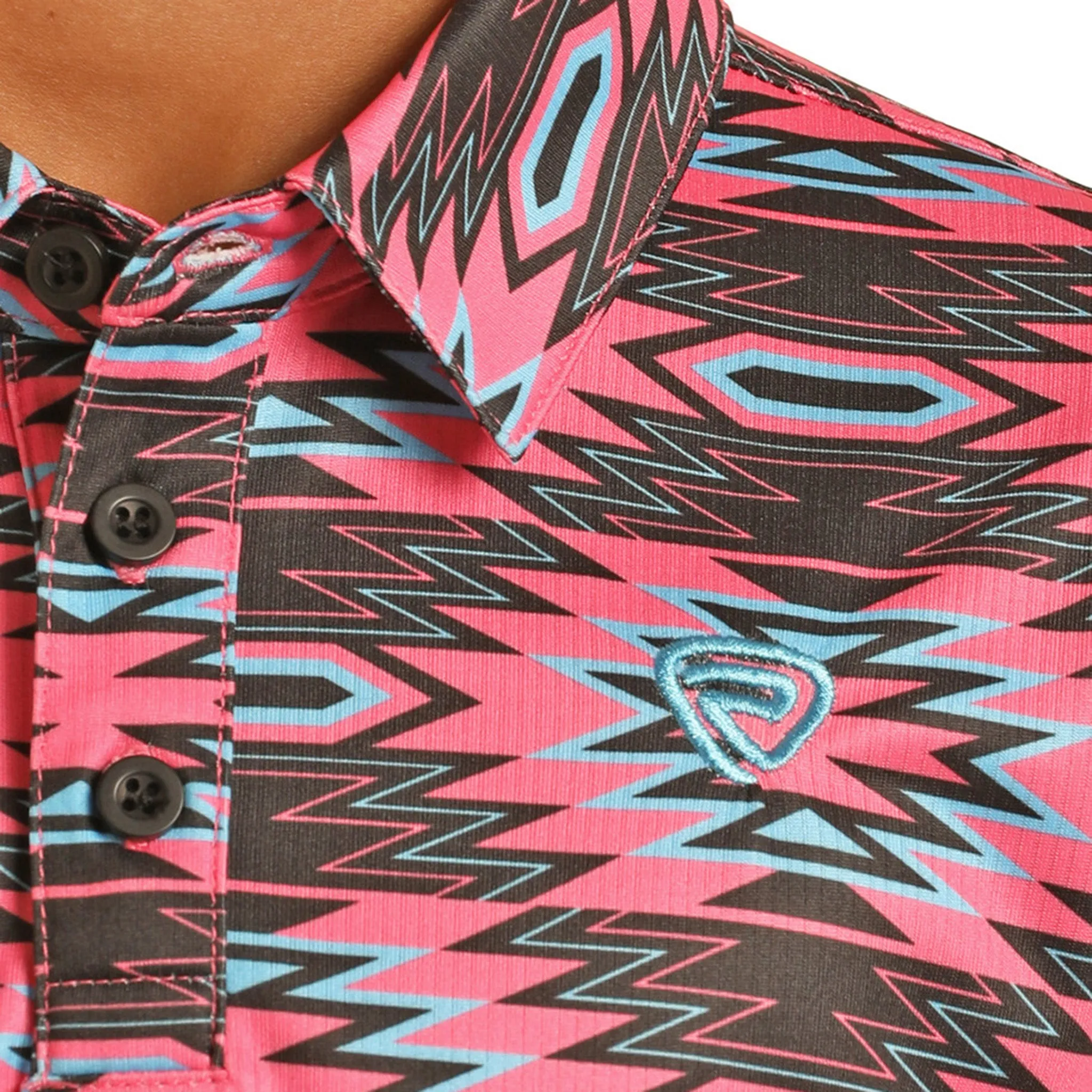 Rock & Roll Boys Pink Aztec Short Sleeve Polo