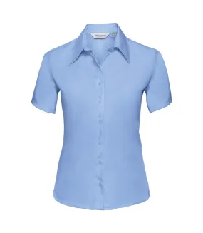 Russell Collection Ladies/Womens Short Sleeve Ultimate Non-Iron Shirt (Bright Sky) - UTBC1036