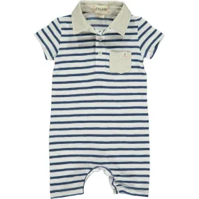 Saltash Navy/White Stripe Collared Polo Romper