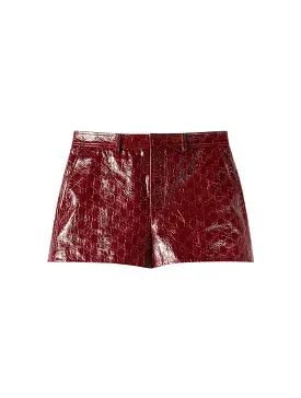 SHINY LEATHER SHORTS WITH EMBOSSED GG MOTIF