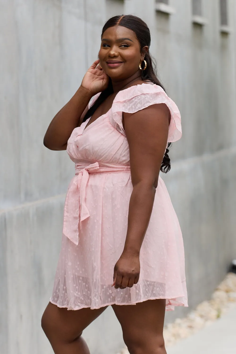 Short Sleeve Lace Woven Mini Dress