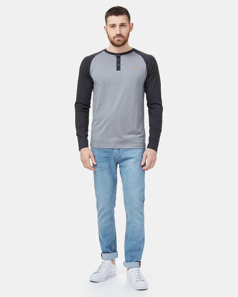 Tentree Treeblend Classic Henley Longsleeve In Grey Heather/ Meteorite Black Heather