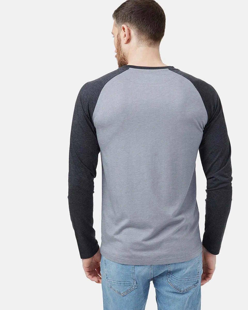 Tentree Treeblend Classic Henley Longsleeve In Grey Heather/ Meteorite Black Heather