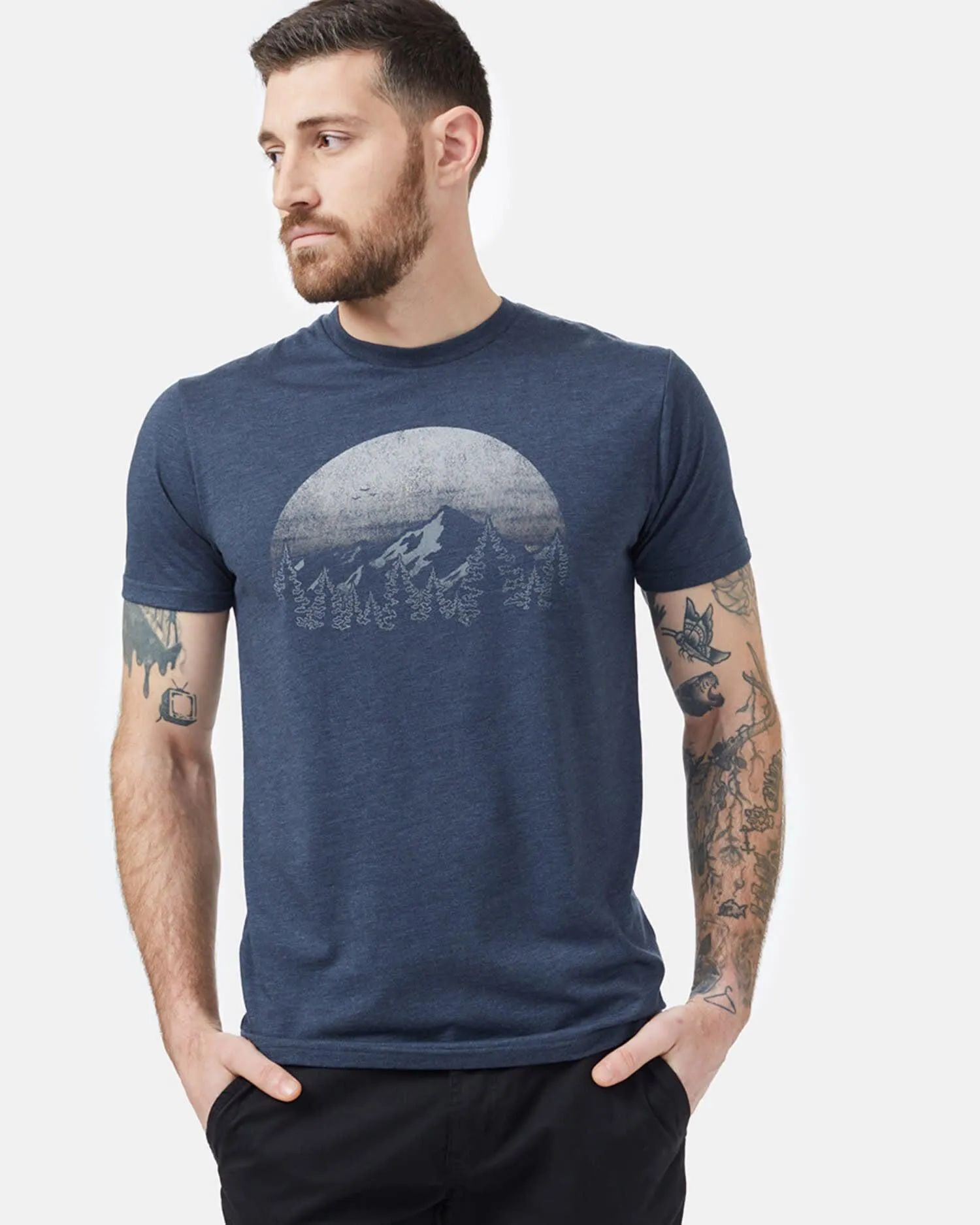 Tentree Vintage Sunset T-shirt In Dress  Blue Heather