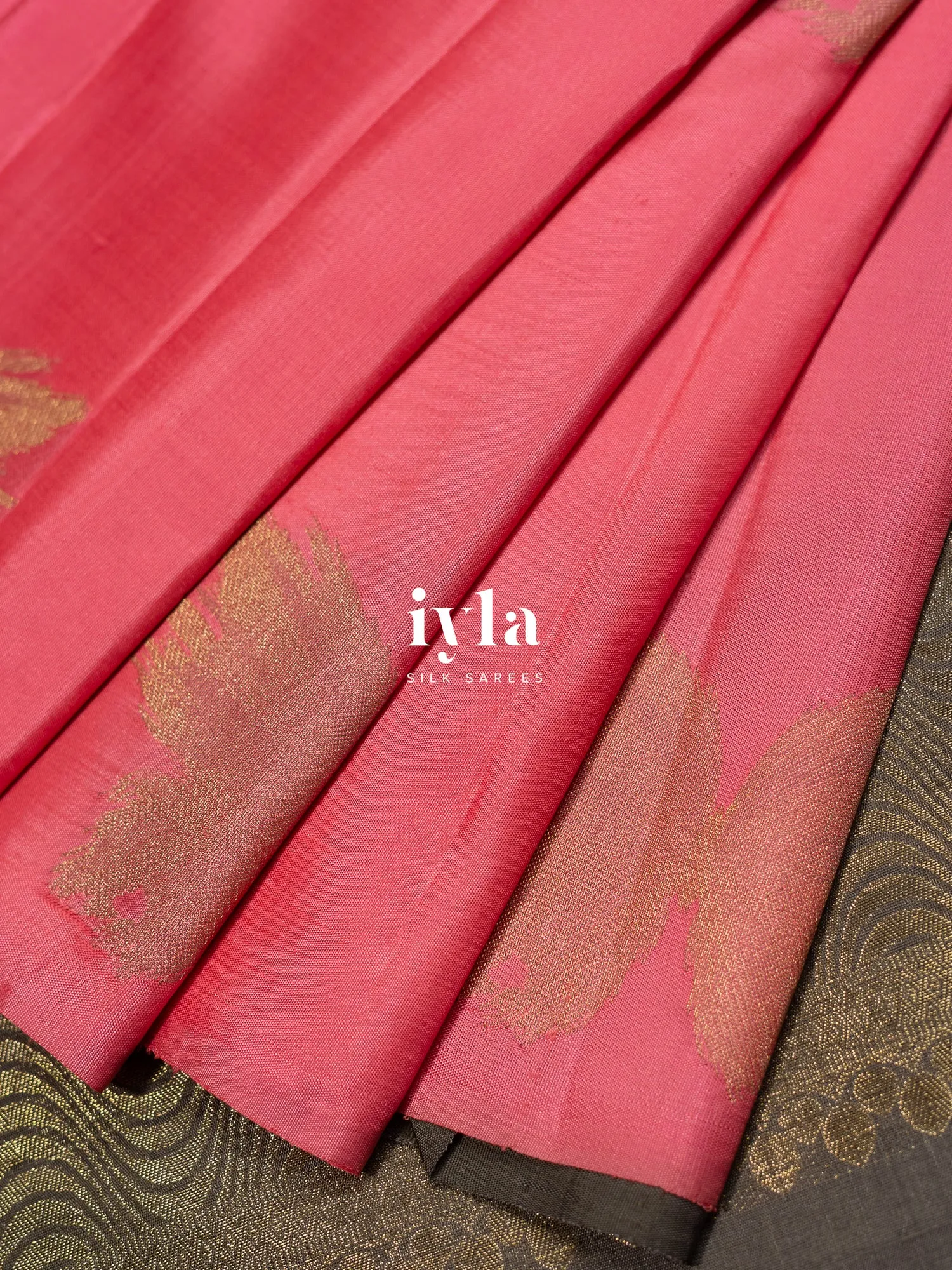 The Watermelon Pink Butterfly Kanjeevaram in Pure Gold Zari