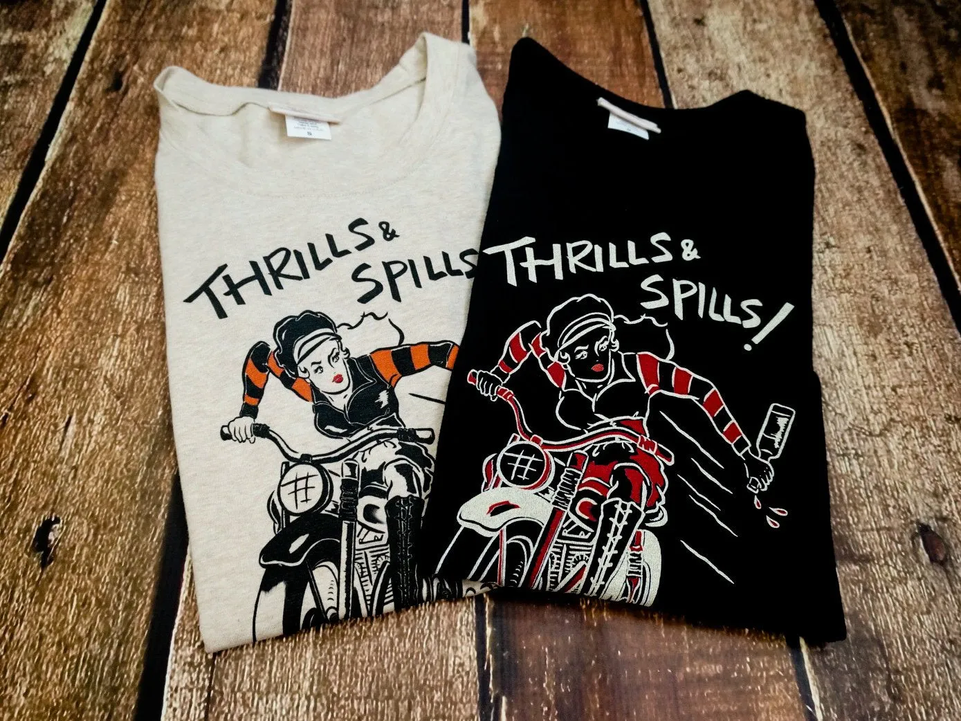 Thrills and Spills! T-Shirt in Heather Beige (S ONLY)