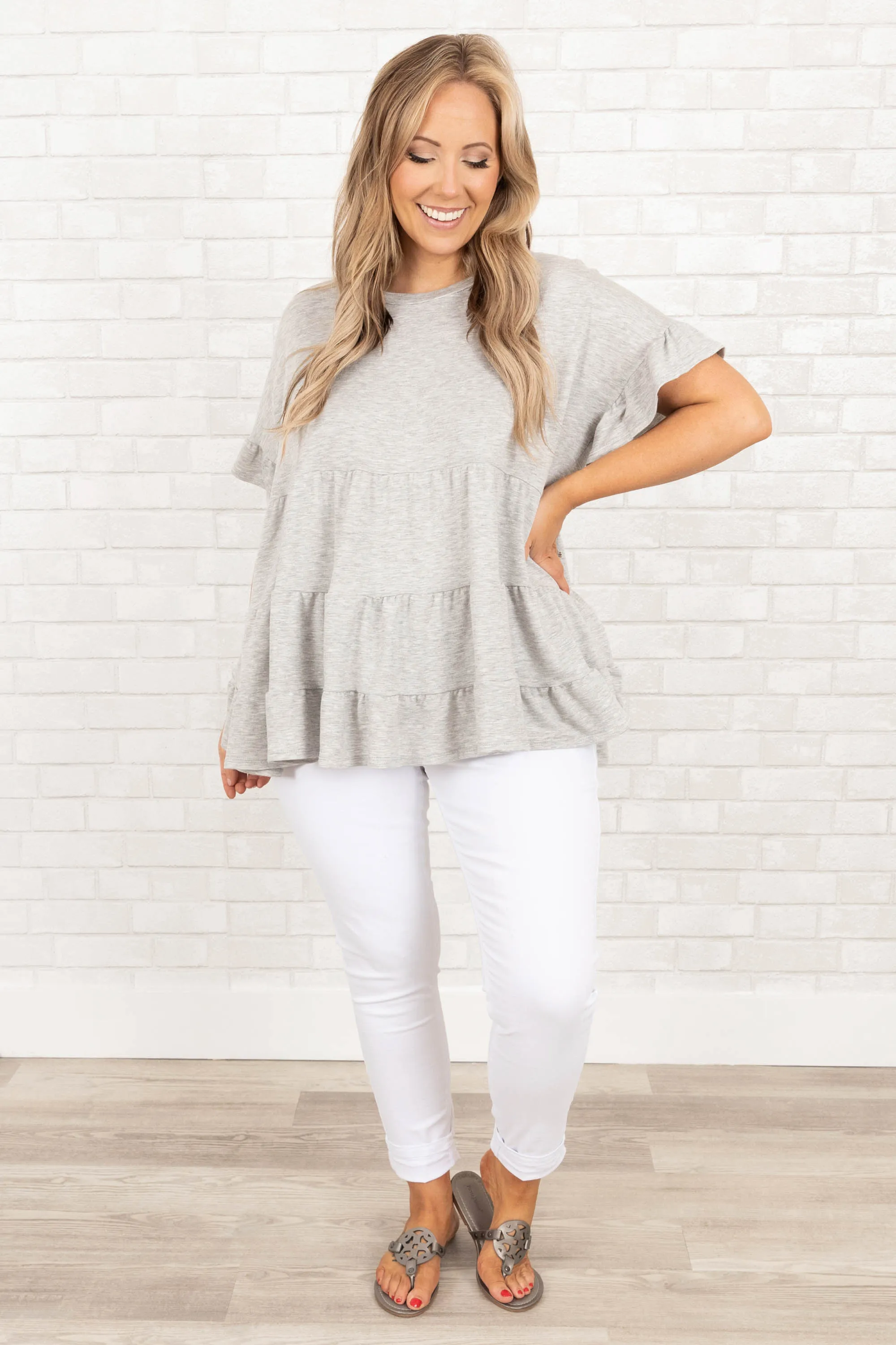 Together In This Moment Top, Heather Grey