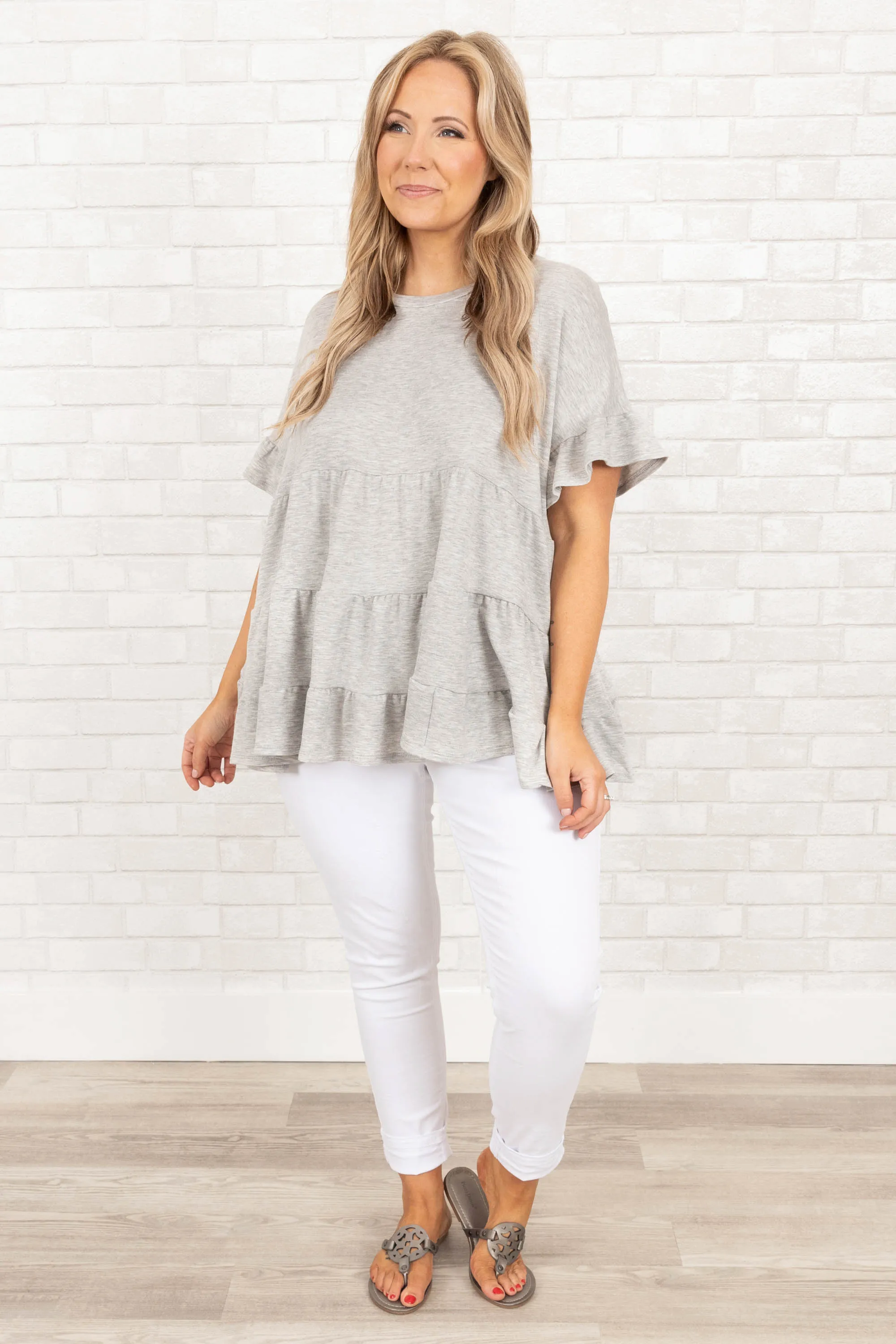 Together In This Moment Top, Heather Grey