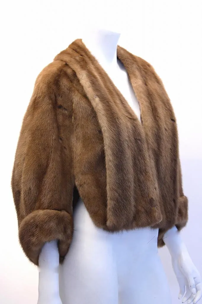 Vintage Light Brown Mink Short Coat/Cape