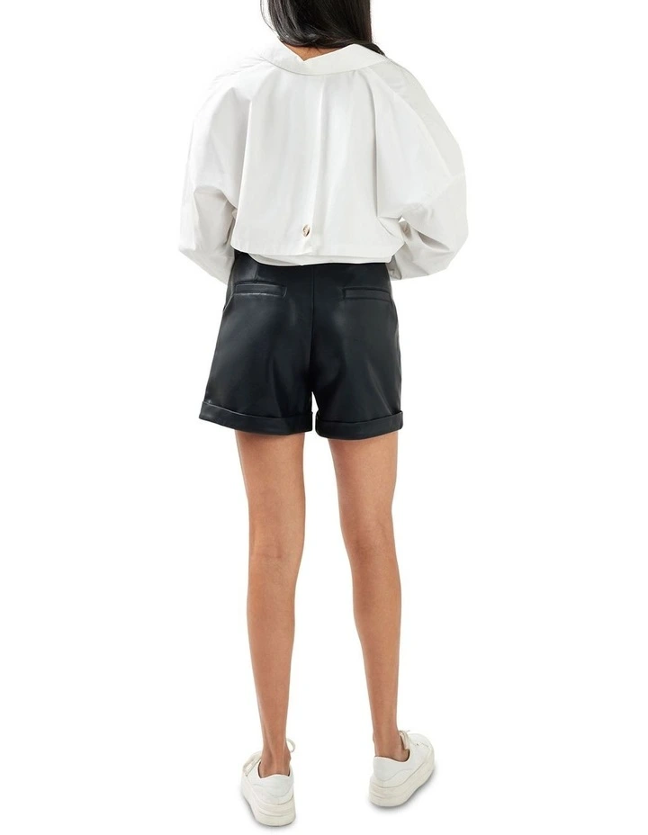 Wilder Days Vegan Leather Shorts in Black