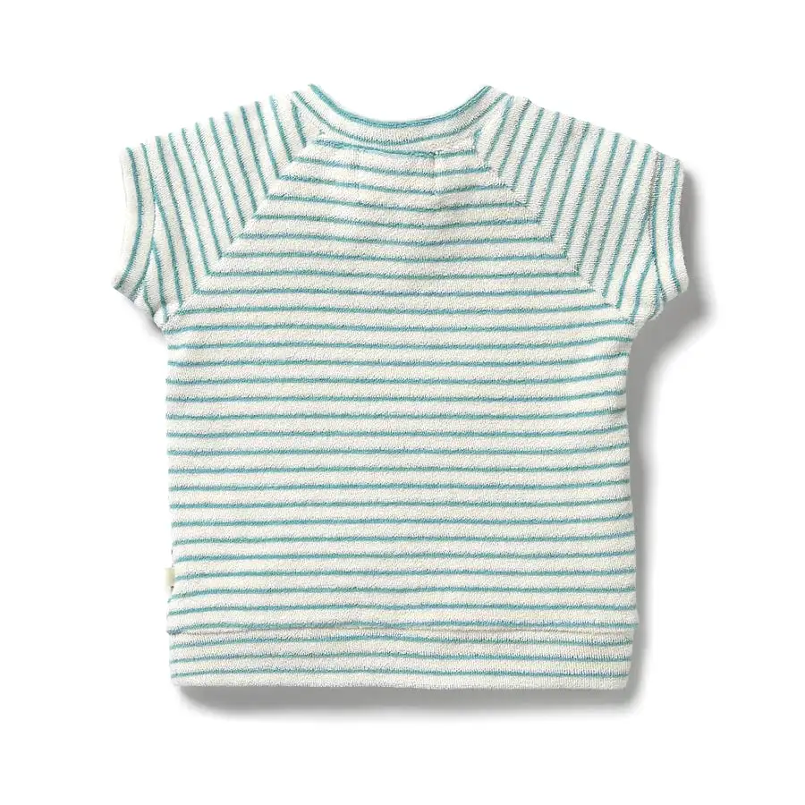 Wilson & Frenchy Organic Terry Short Sleeve Sweat - Mineral Blue Stripe