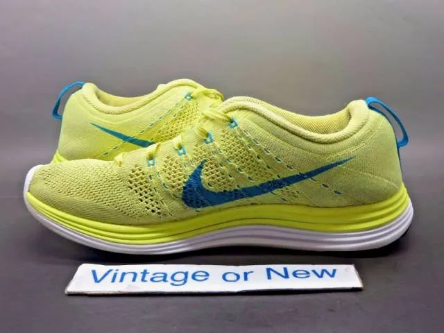 Women's Nike Flyknit Lunar+ 1 Electric Yellow Teal Runni...