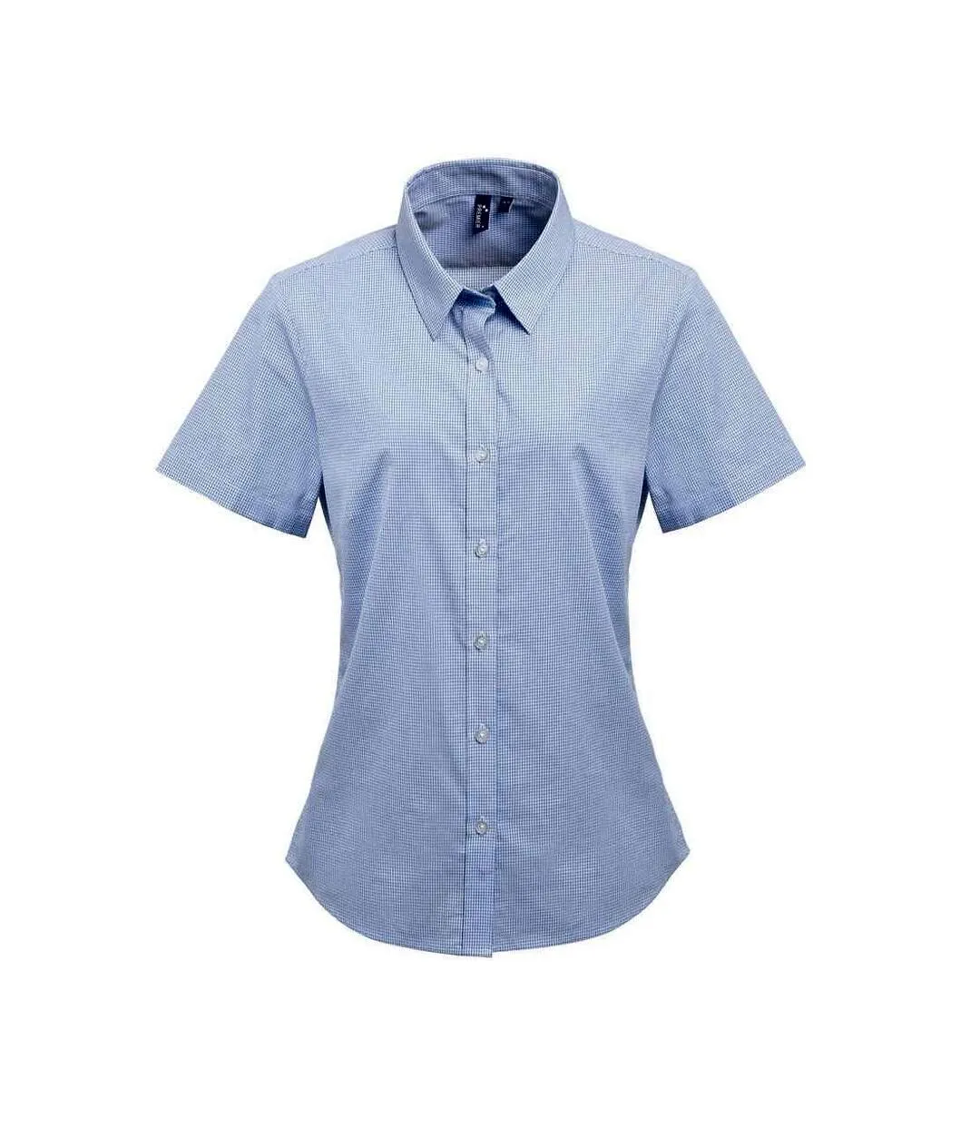 Womens/ladies gingham short-sleeved shirt light blue/white Premier