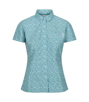 Womens/ladies mindano viii ditsy print short-sleeved shirt bleached aqua Regatta