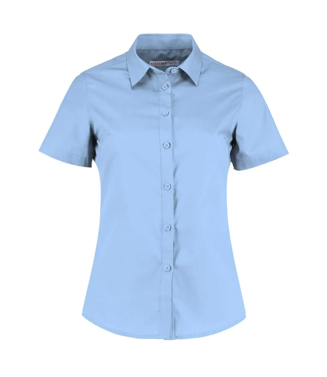 Womens/ladies poplin tailored short-sleeved shirt light blue Kustom Kit